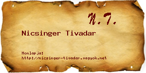 Nicsinger Tivadar névjegykártya